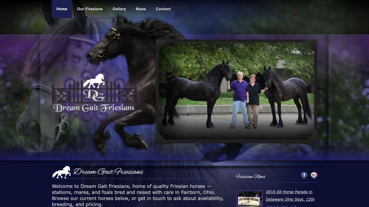Dream Gait Friesians — public website preview